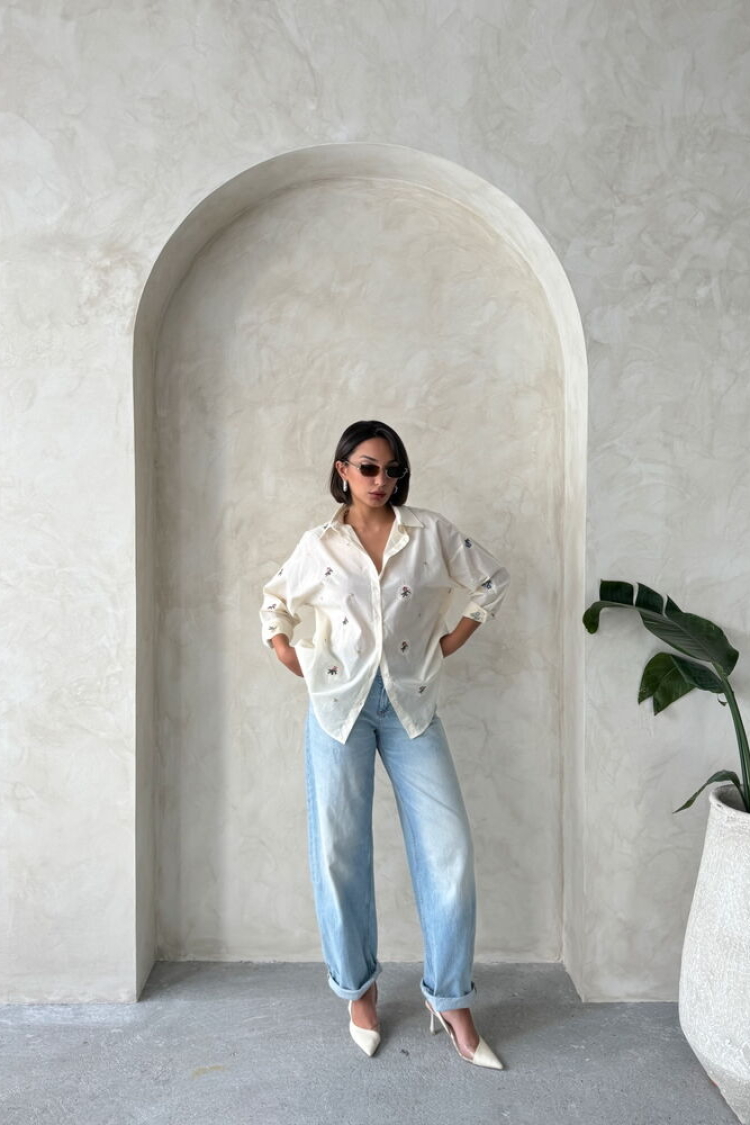 Embroidered Shirt - Stone