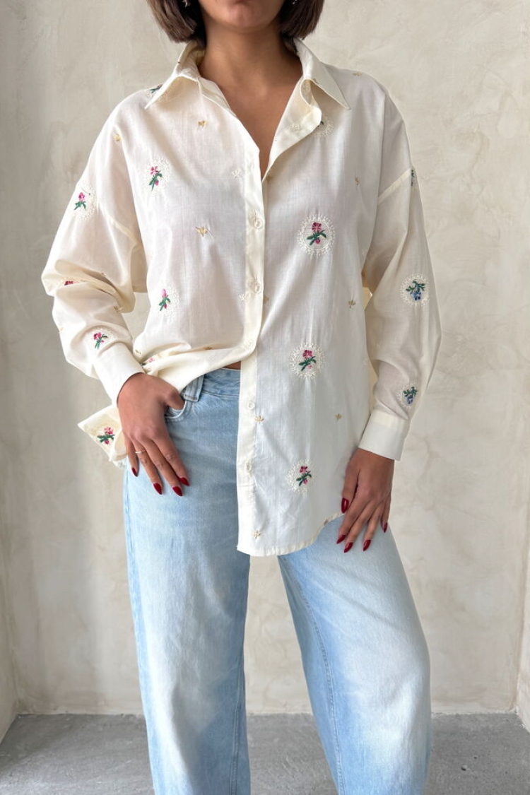 Embroidered Shirt - Stone