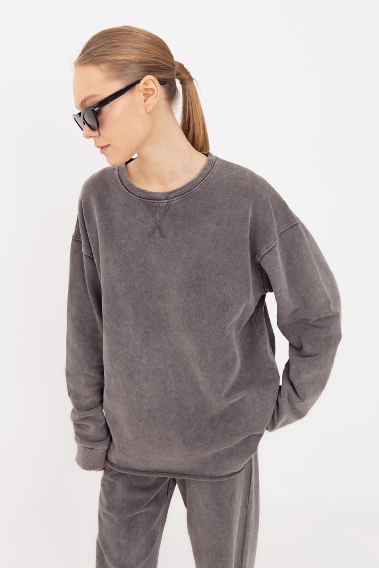 Washable Printed Sweatshirt - Anthracite