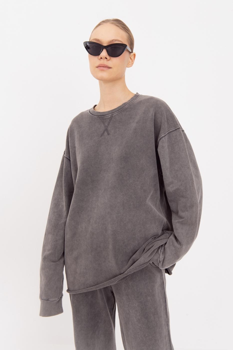 Washable Printed Sweatshirt - Anthracite