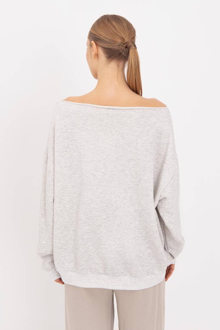 Printed Boat Neck Sweatshirt