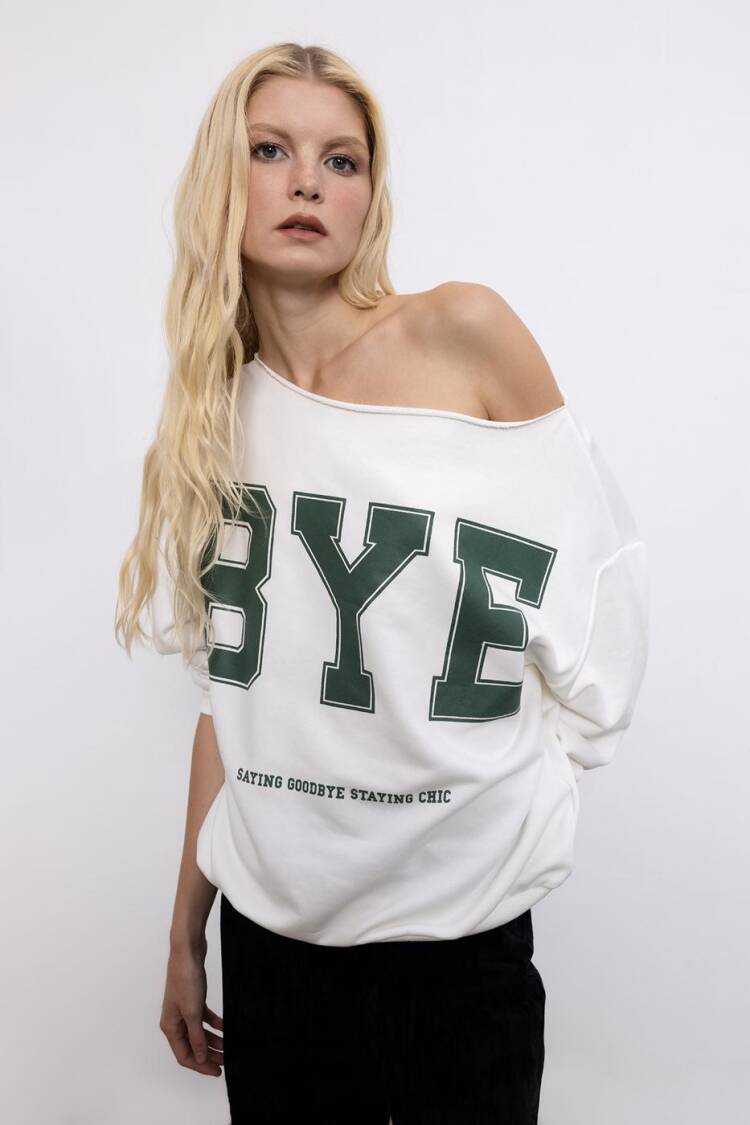 Printed Boat Neck Sweatshirt