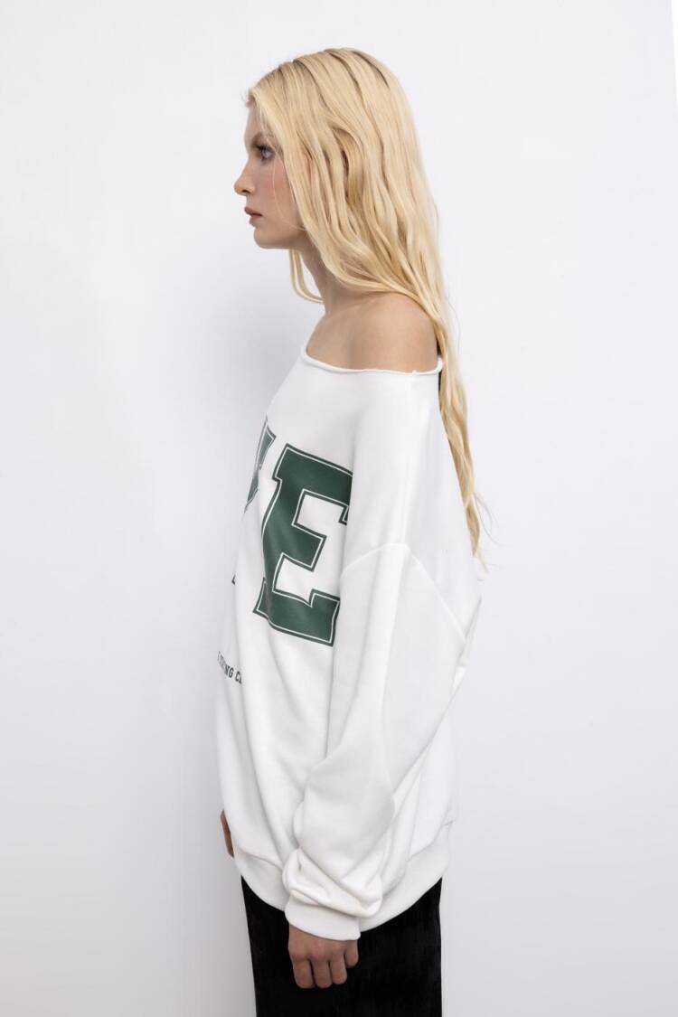 Printed Boat Neck Sweatshirt