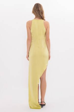 Satin Dress With Asymmetrical Skirt Detail - BSL - Globality Store - Women Clothes Wholesale Turkey