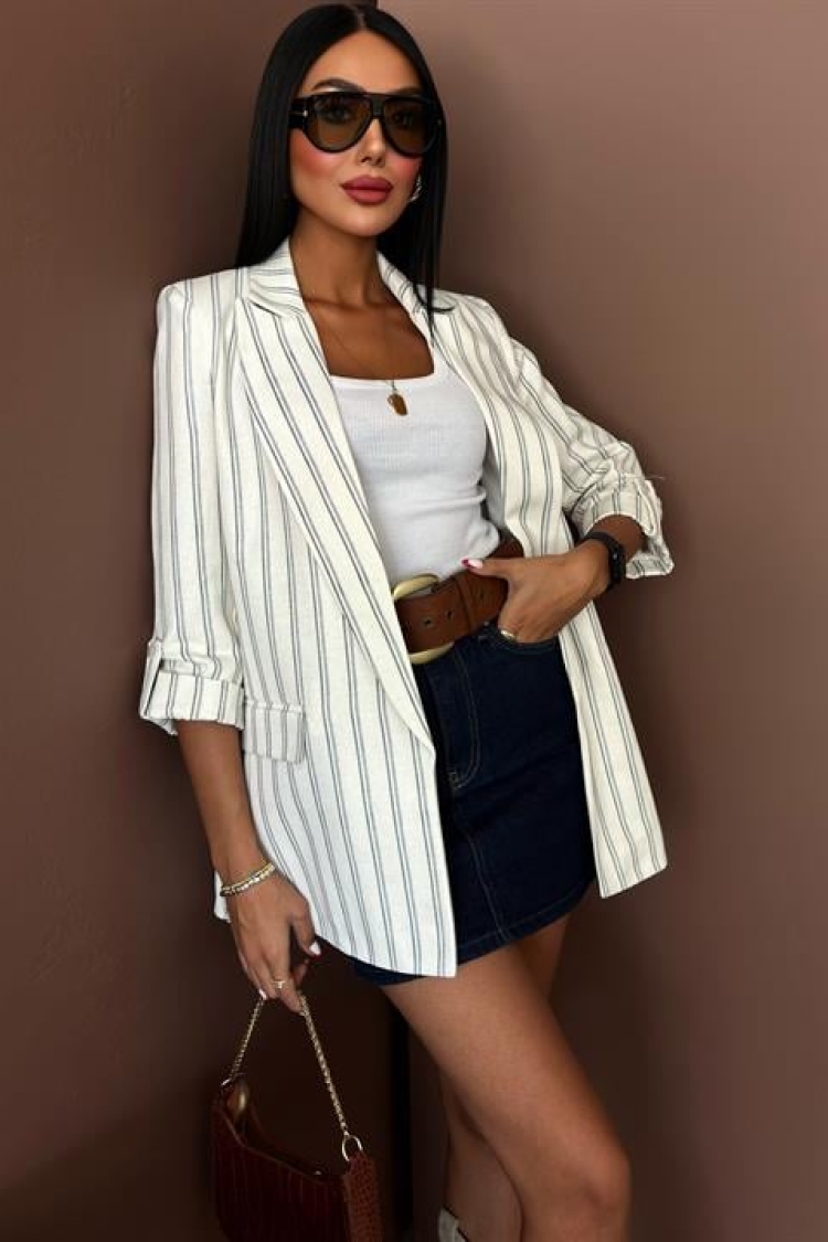 Blazer Jacket - Cream - Sobe Istanbul - Globality Store - Women Clothes Wholesale Turkey