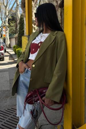 Gold Buttoned Blazer Jacket - Sobe Istanbul - Globality Store - Women Clothes Wholesale Turkey