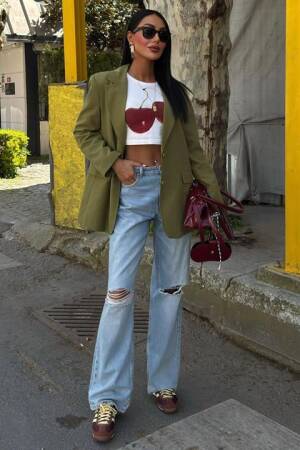Gold Buttoned Blazer Jacket - Sobe Istanbul - Globality Store - Women Clothes Wholesale Turkey