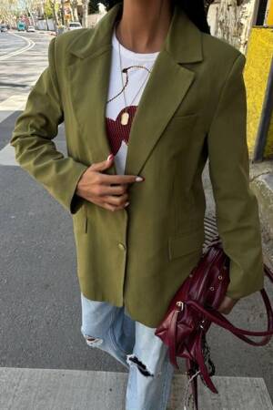 Gold Buttoned Blazer Jacket - Sobe Istanbul - Globality Store - Women Clothes Wholesale Turkey