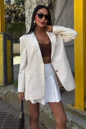 Gold Buttoned Blazer Jacket - Sobe Istanbul - Globality Store - Women Clothes Wholesale Turkey