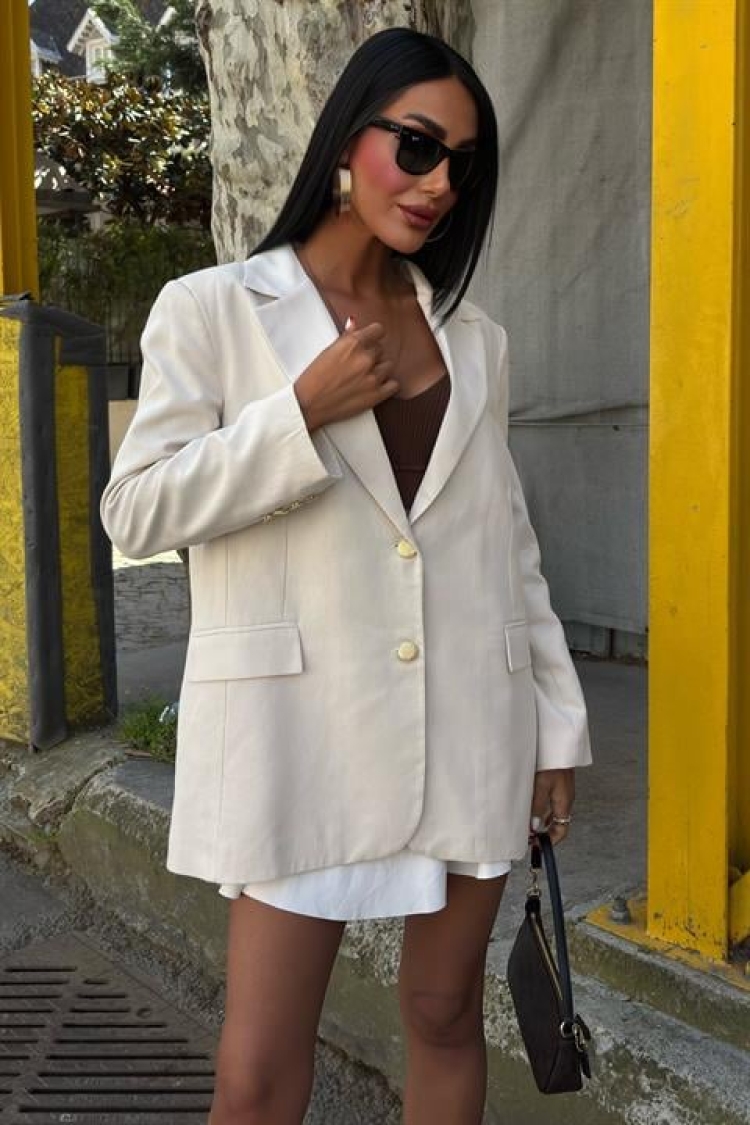 Gold Buttoned Blazer Jacket