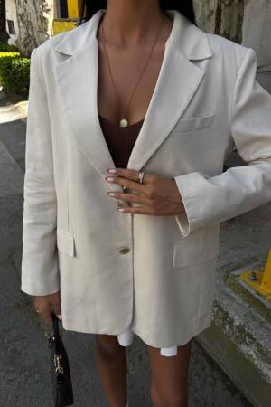 Gold Buttoned Blazer Jacket - Sobe Istanbul - Globality Store - Women Clothes Wholesale Turkey