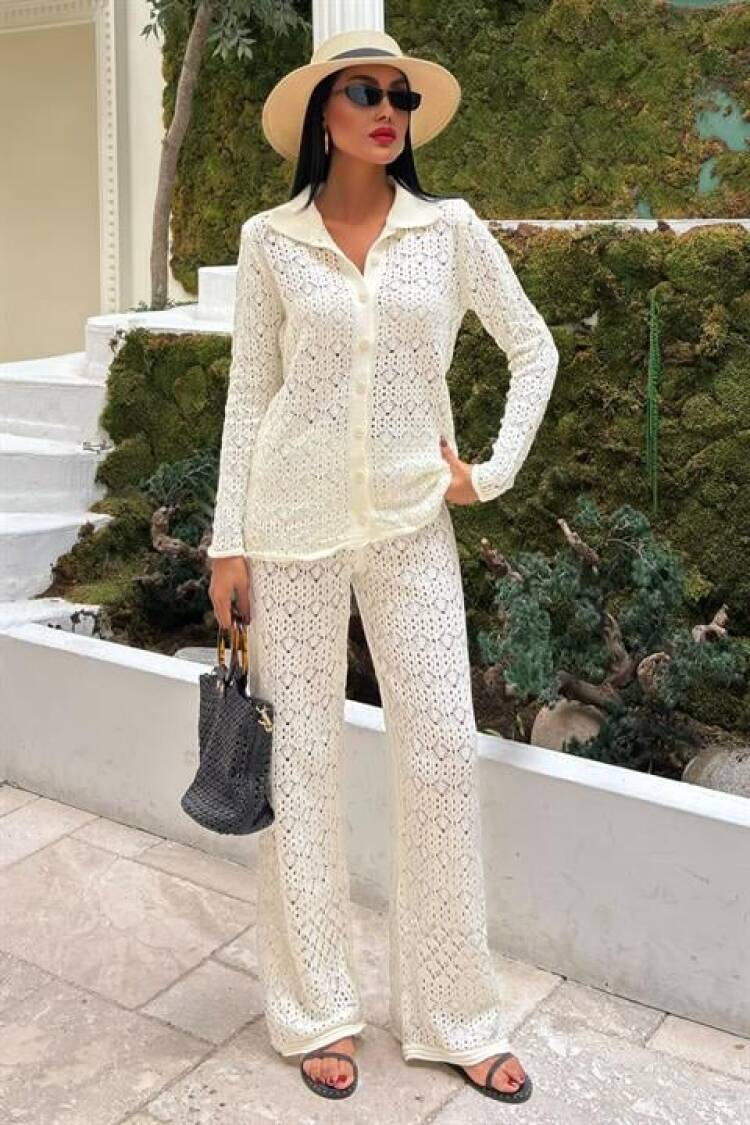 Knit Fabric Transparent Two Piece Suit