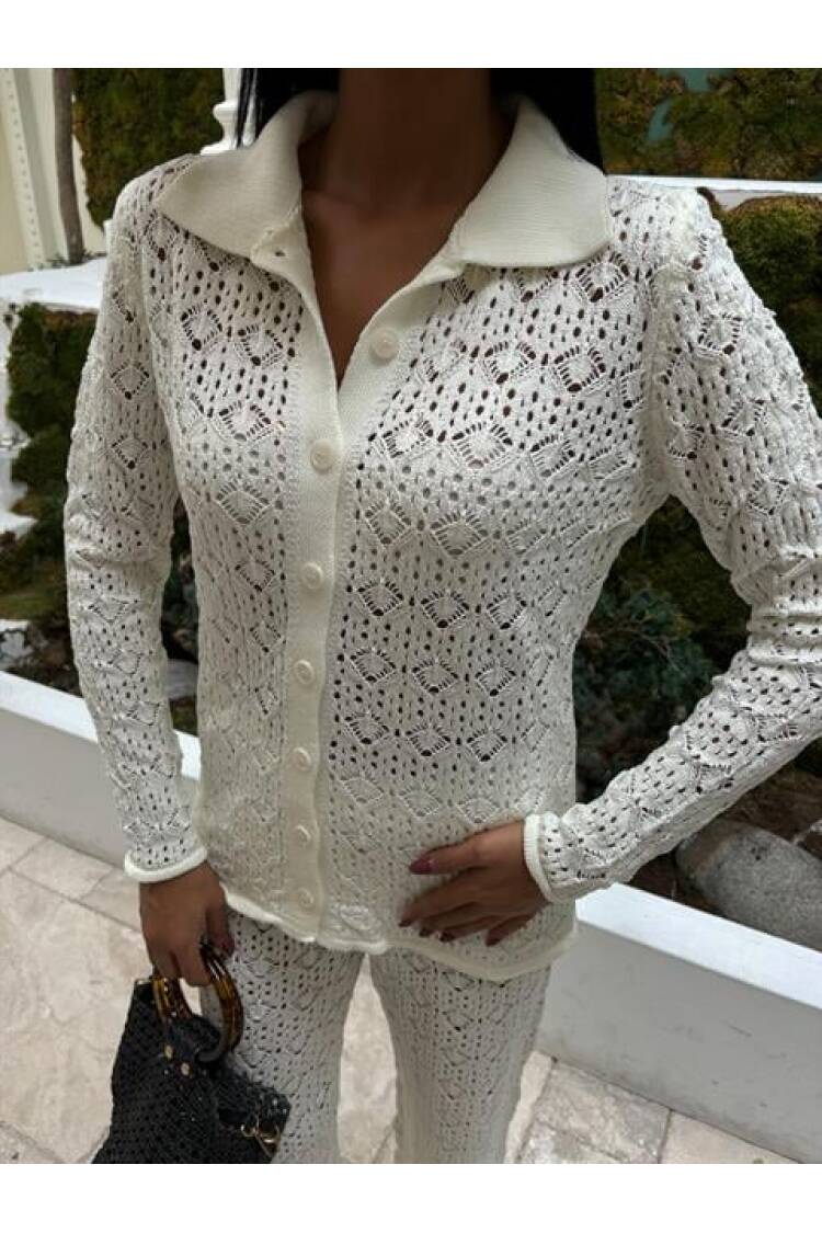 Knit Fabric Transparent Two Piece Suit