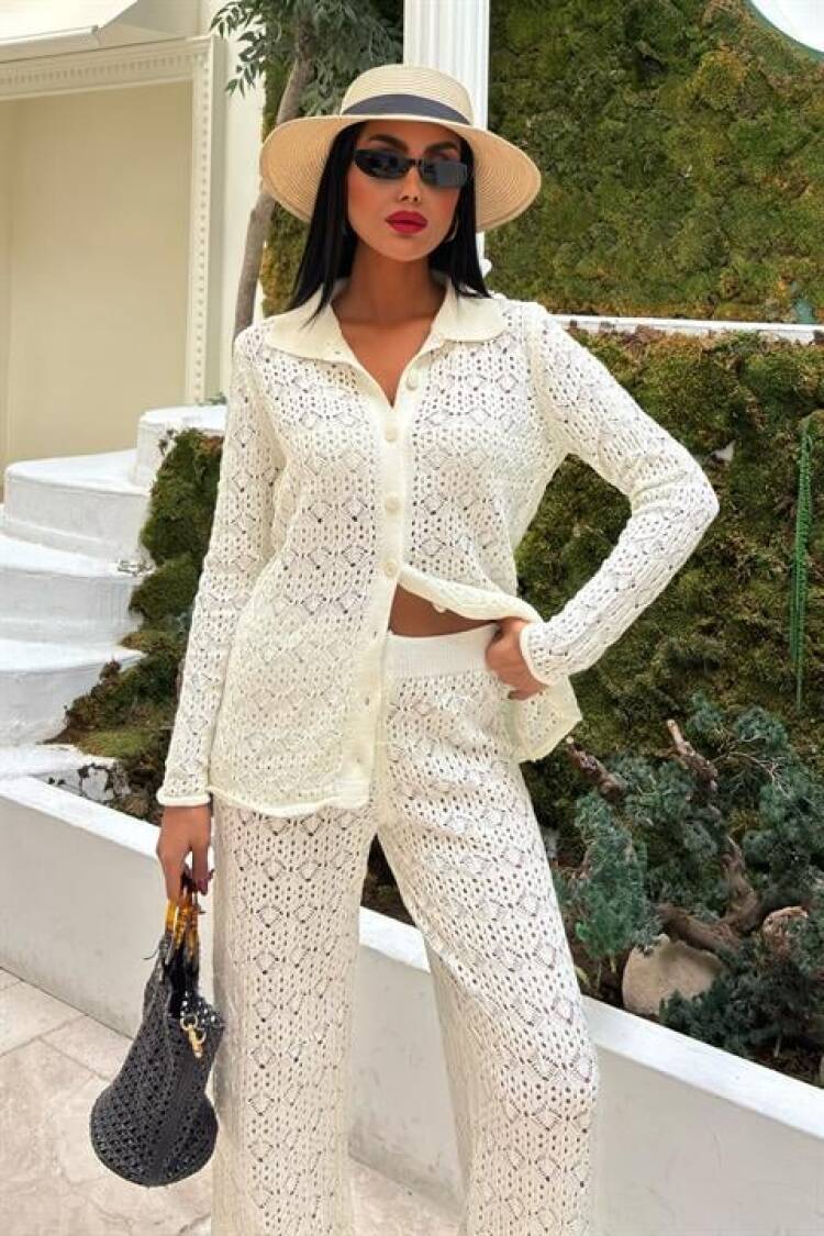 Knit Fabric Transparent Two Piece Suit