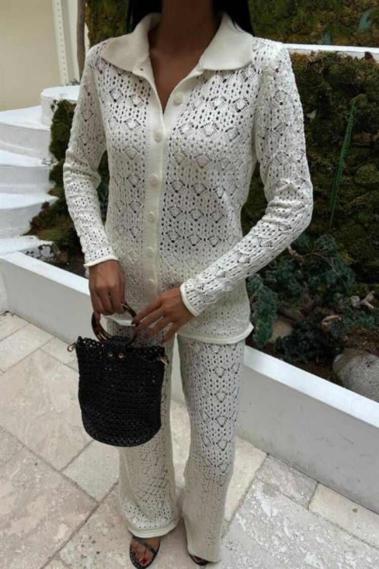 Knit Fabric Transparent Two Piece Suit