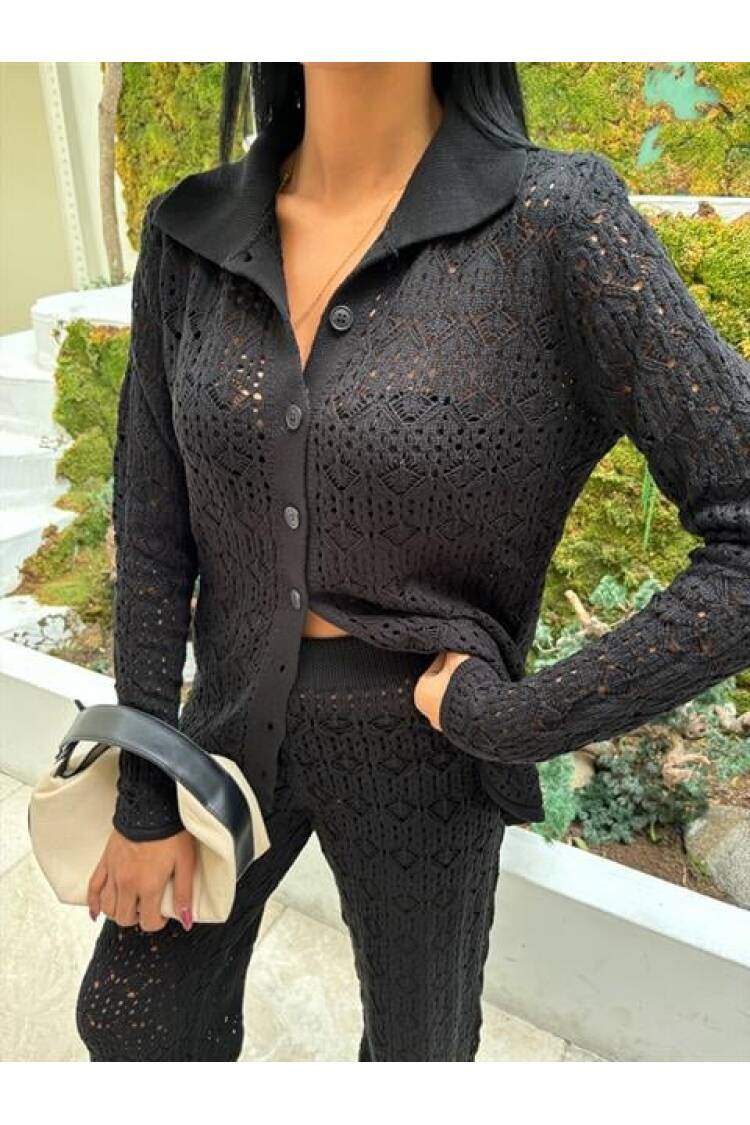 Knit Fabric Transparent Two Piece Suit