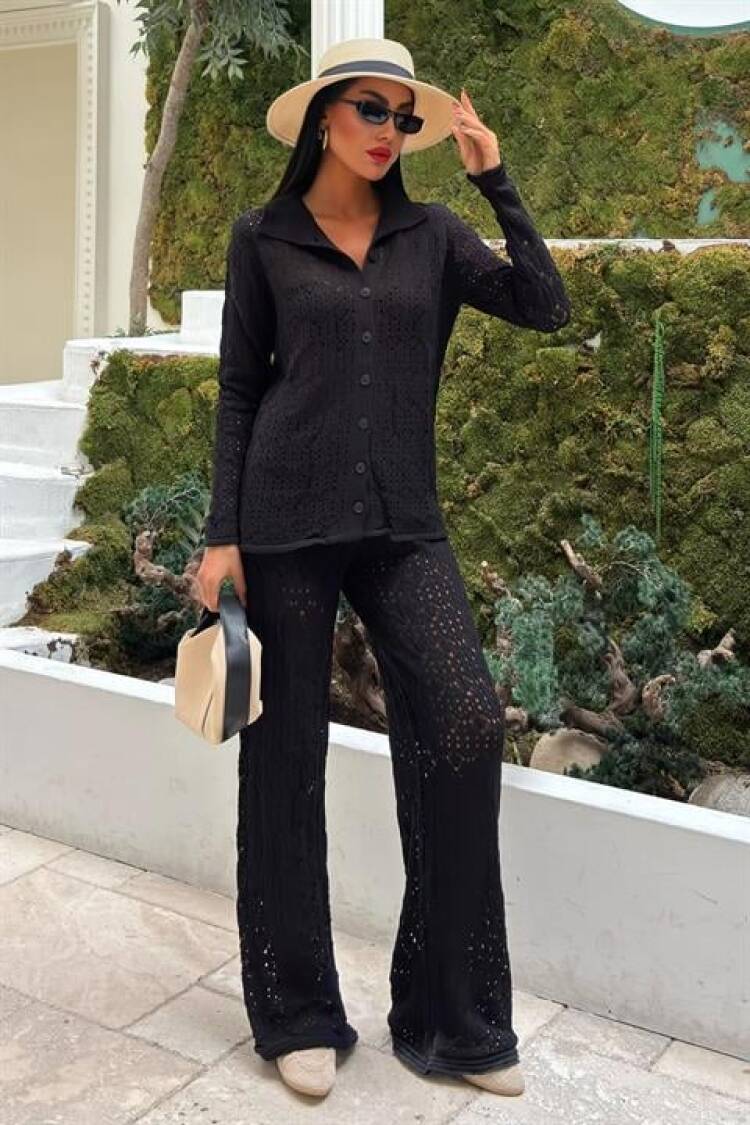 Knit Fabric Transparent Two Piece Suit