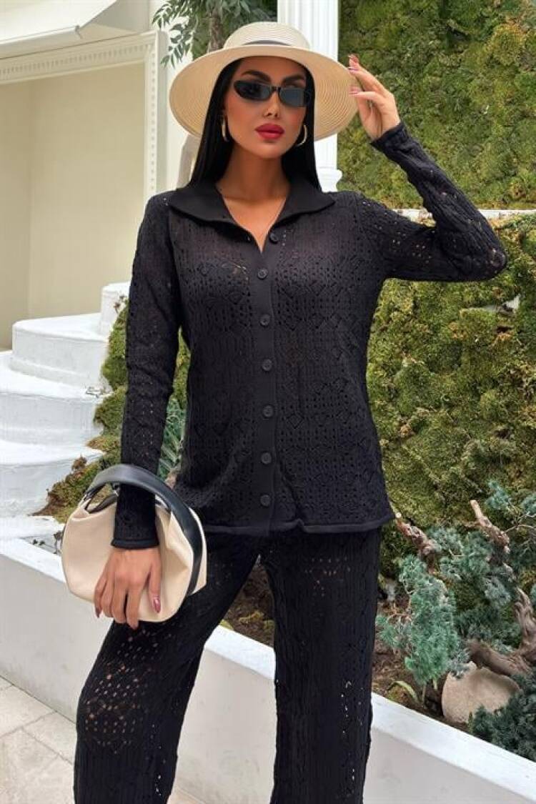 Knit Fabric Transparent Two Piece Suit