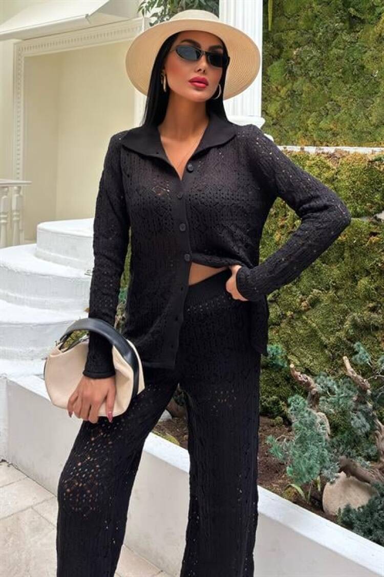 Knit Fabric Transparent Two Piece Suit
