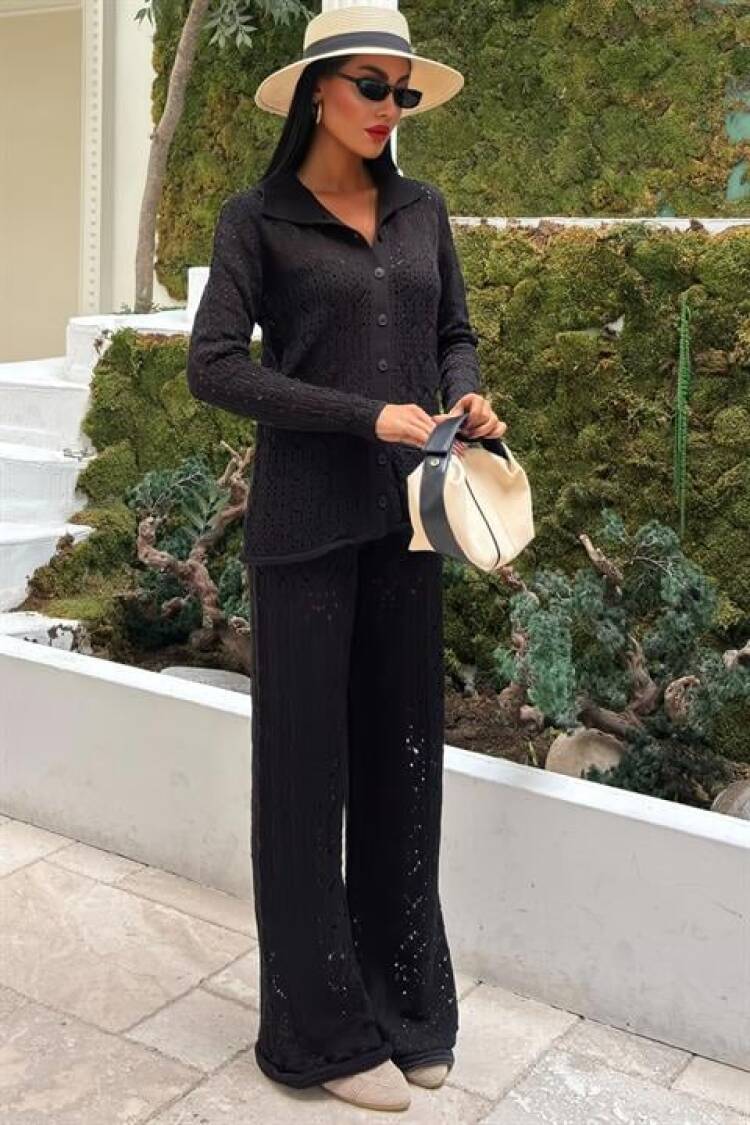 Knit Fabric Transparent Two Piece Suit - Sobe Istanbul - Globality Store - Women Clothes Wholesale Turkey
