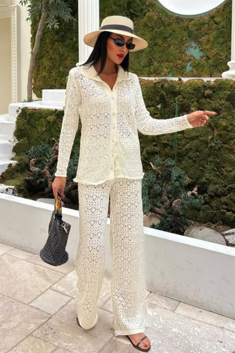 Knit Fabric Transparent Two Piece Suit - Sobe Istanbul - Globality Store - Women Clothes Wholesale Turkey