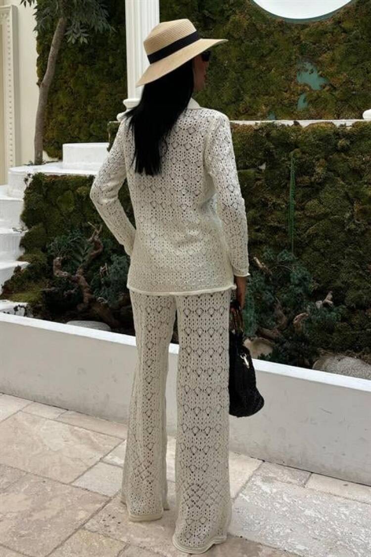 Knit Fabric Transparent Two Piece Suit