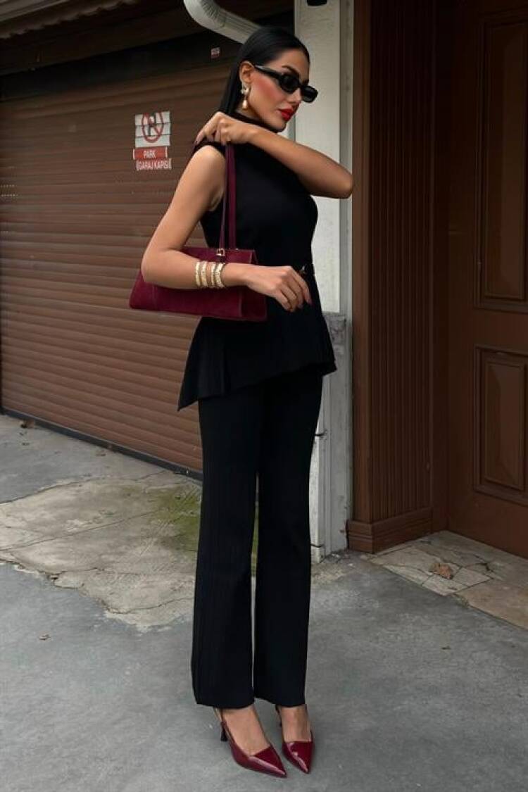 Self Belted Two Piece Suit
