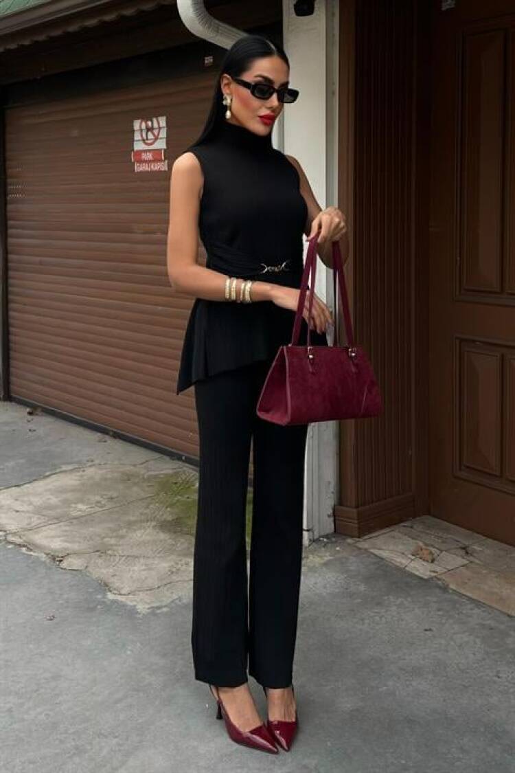 Self Belted Two Piece Suit