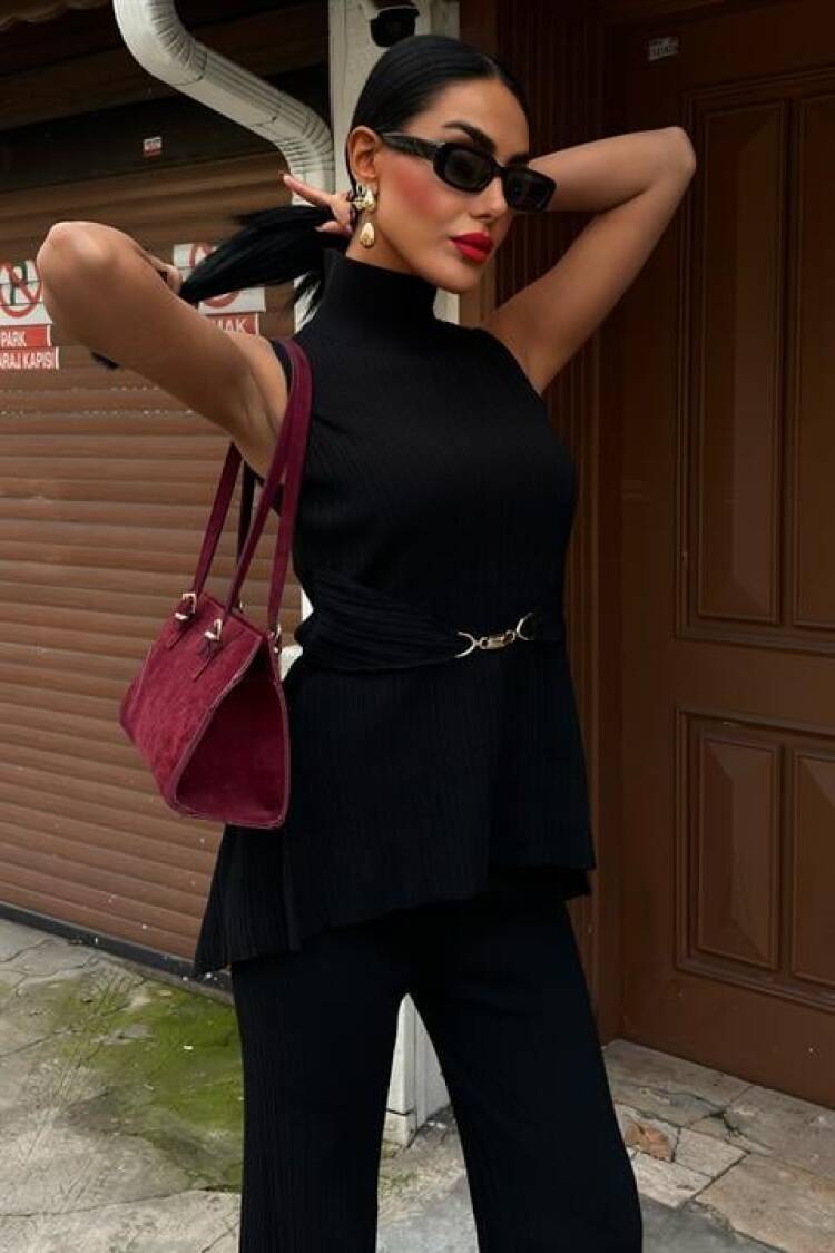 Self Belted Two Piece Suit