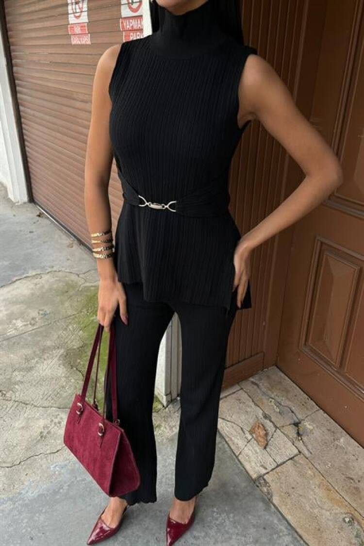 Self Belted Two Piece Suit