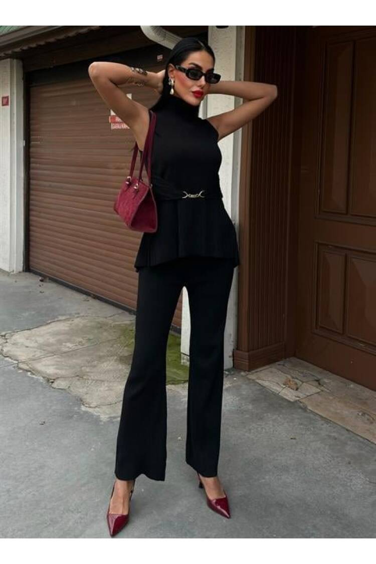 Self Belted Two Piece Suit