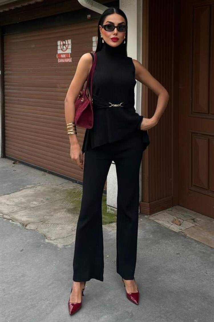 Self Belted Two Piece Suit - Sobe Istanbul - Globality Store - Women Clothes Wholesale Turkey
