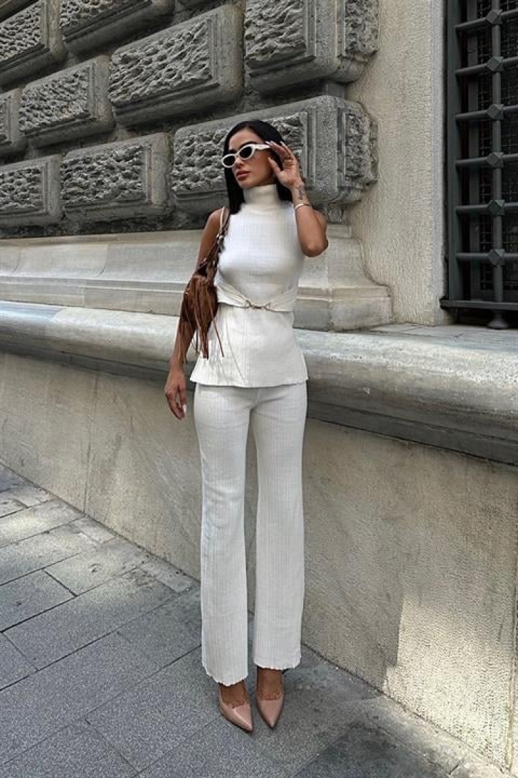 Self Belted Two Piece Suit