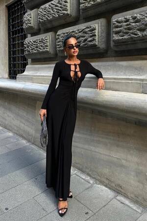 Long Low Cut Dress - Sobe Istanbul - Globality Store - Women Clothes Wholesale Turkey