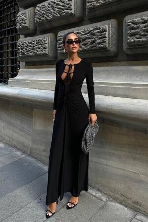 Long Low Cut Dress - Sobe Istanbul - Globality Store - Women Clothes Wholesale Turkey