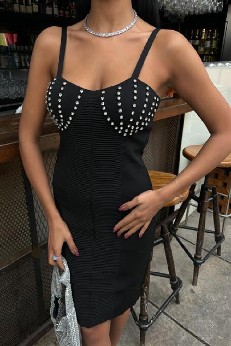 Stone Detailed Mini Dress