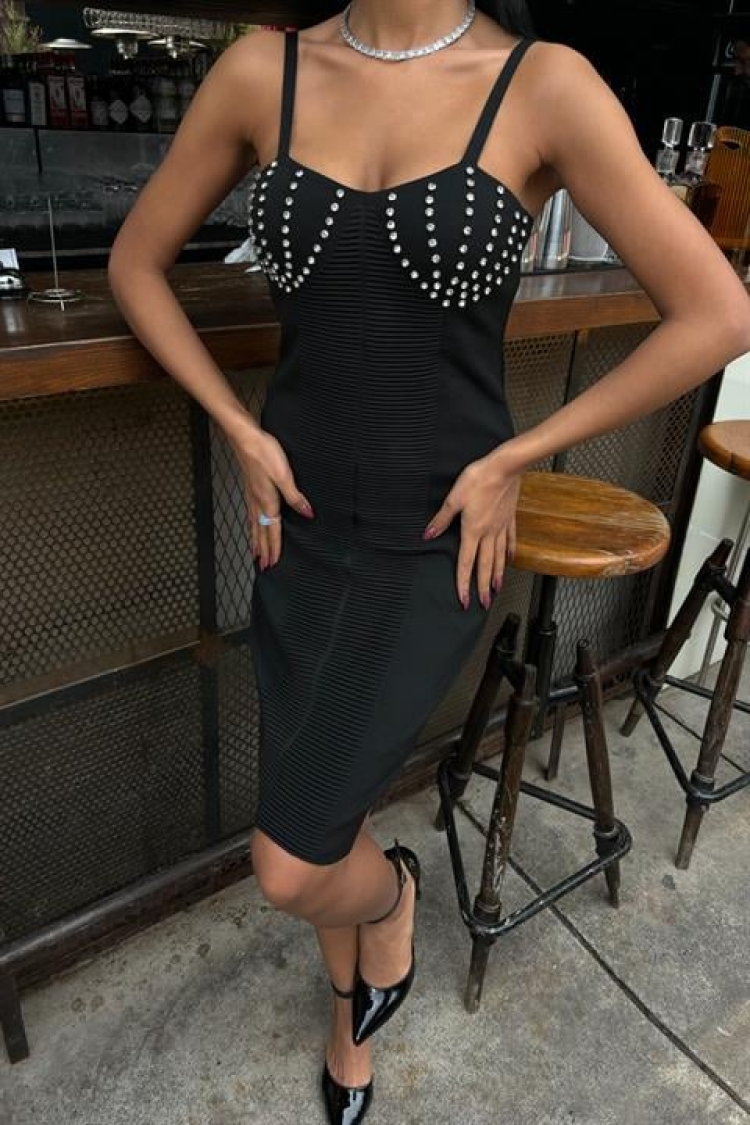 Stone Detailed Mini Dress