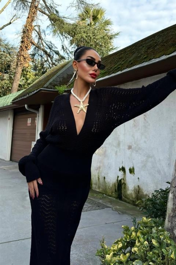 Deep Cleavage Crochet Dress