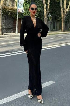 Deep Cleavage Crochet Dress - Sobe Istanbul - Globality Store - Women Clothes Wholesale Turkey