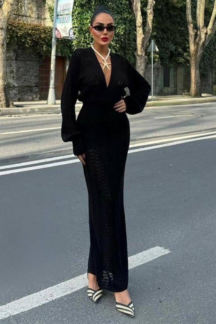 Deep Cleavage Crochet Dress - Sobe Istanbul - Globality Store - Women Clothes Wholesale Turkey