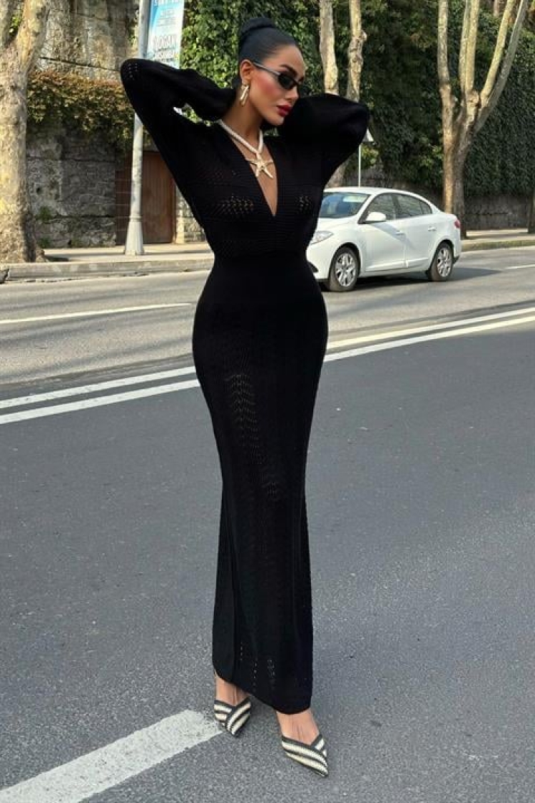 Deep Cleavage Crochet Dress