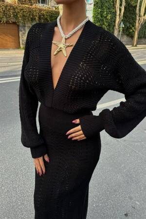Deep Cleavage Crochet Dress - Sobe Istanbul - Globality Store - Women Clothes Wholesale Turkey