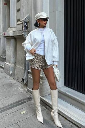Curly Fur Lined Bomber Jacket - Sobe Istanbul - Globality Store - Women Clothes Wholesale Turkey
