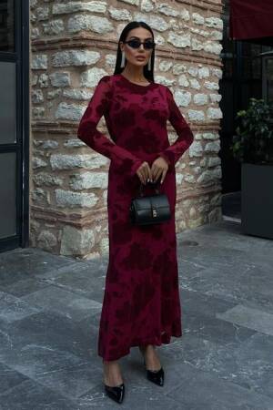 Velvet Printed Backless Lined Dress - Sobe Istanbul - Globality Store - Women Clothes Wholesale Turkey
