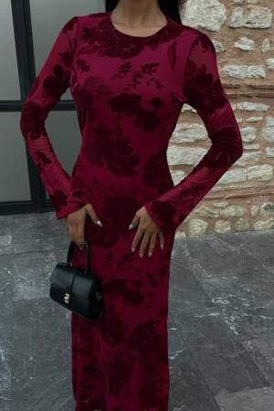 Velvet Printed Backless Lined Dress - Sobe Istanbul - Globality Store - Women Clothes Wholesale Turkey