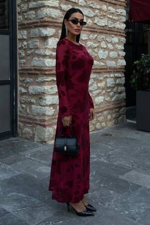 Velvet Printed Backless Lined Dress - Sobe Istanbul - Globality Store - Women Clothes Wholesale Turkey