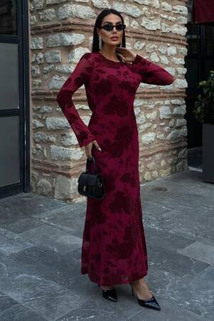 Velvet Printed Backless Lined Dress - Sobe Istanbul - Globality Store - Women Clothes Wholesale Turkey