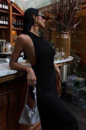 Elegant Dress With Back Chain And Cleavage - Sobe Istanbul - Globality Store - Women Clothes Wholesale Turkey