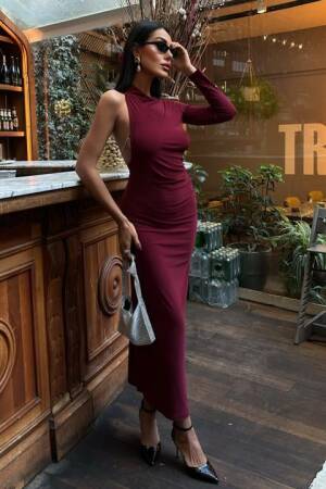 Elegant Dress With Back Chain And Cleavage - Sobe Istanbul - Globality Store - Women Clothes Wholesale Turkey