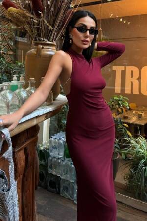 Elegant Dress With Back Chain And Cleavage - Sobe Istanbul - Globality Store - Women Clothes Wholesale Turkey